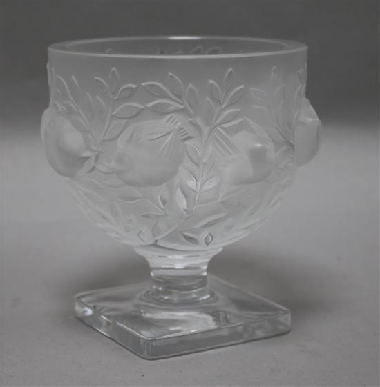A modern Lalique Elisabeth pattern glass vase, H 13.5cm